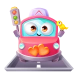 A Bus with hearts on it acting as a shopkeeper.