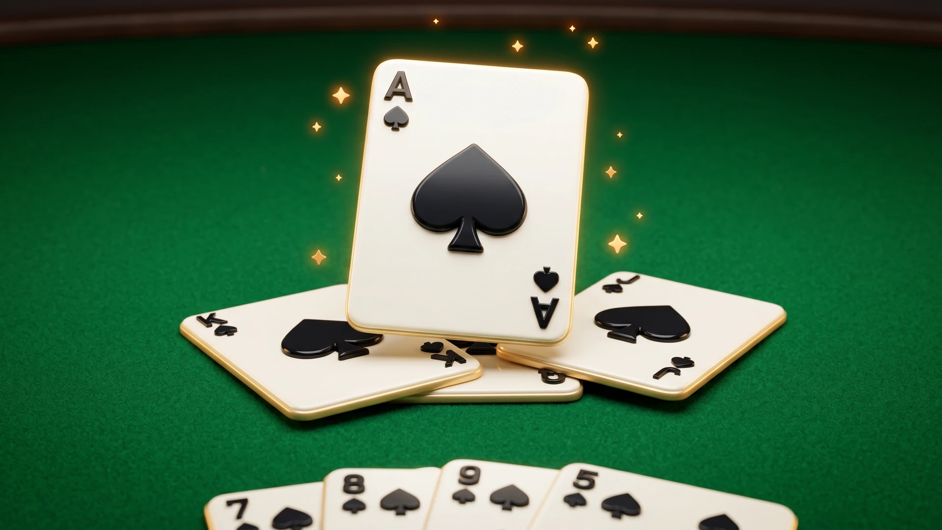 The ace of spades landing on a won trick at a green felt online spades table