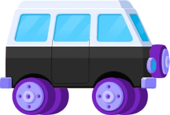 Black Van: A van with a black stripe.