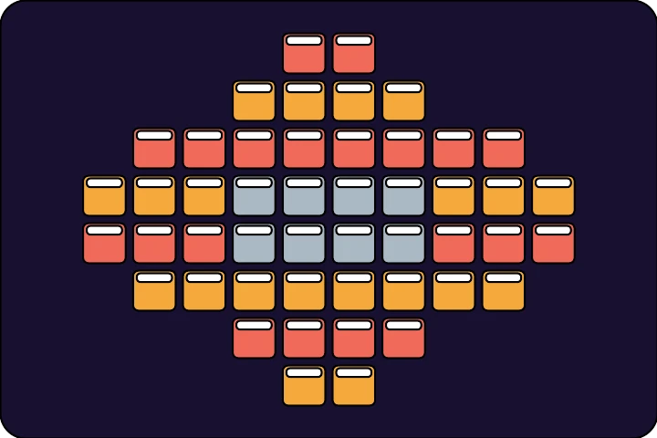 Diamond Breakout brick pattern: a centered diamond with an armored core